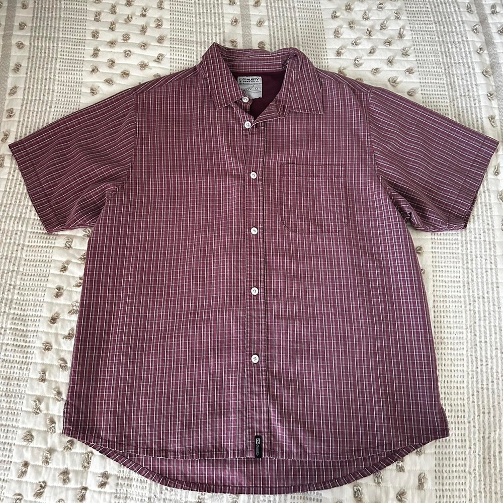 Rusty Men's Burgundy and White Shirt